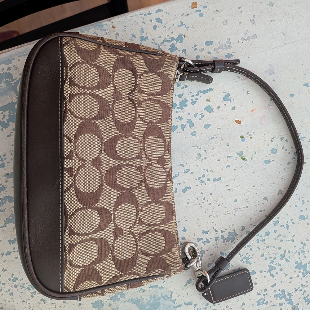 Coach Brown and Tan Signature Wristlet
